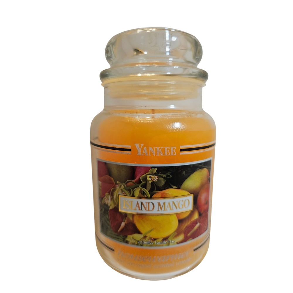 Yankee Candle‎ Island Mango Large 22 oz Fruit BLACK BAND Glass RETIRED New